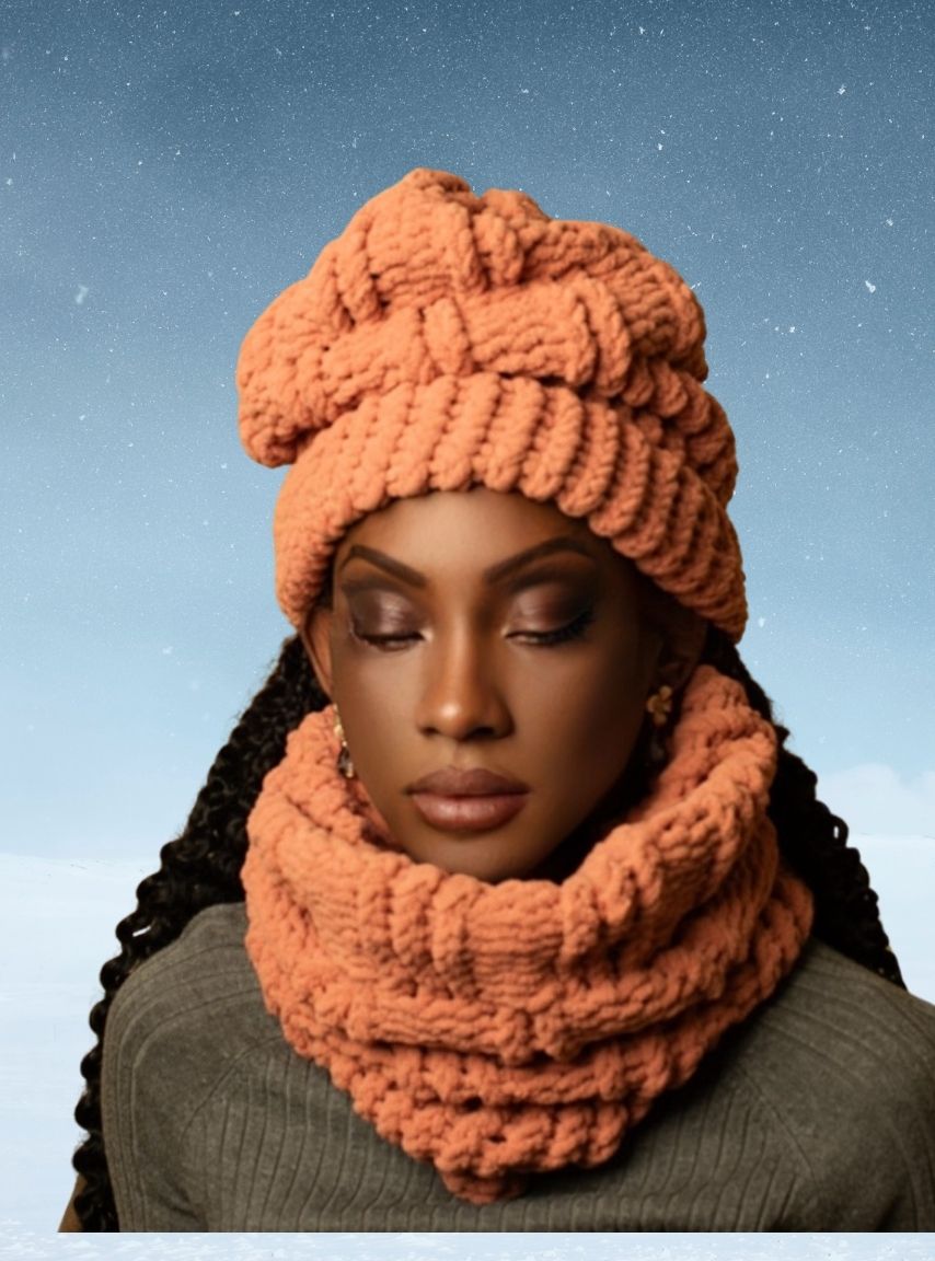 Chas Pacific - Warm Terracotta Beanie and Neck Warmer Set
