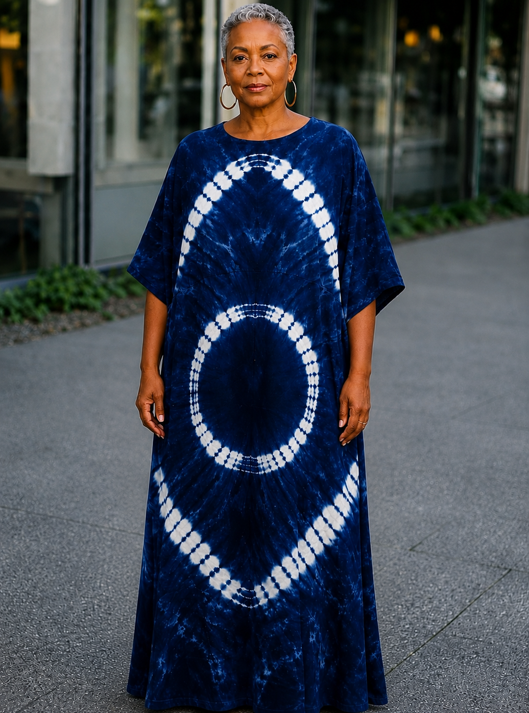 Blue Tie-Dye Kaftan Dress