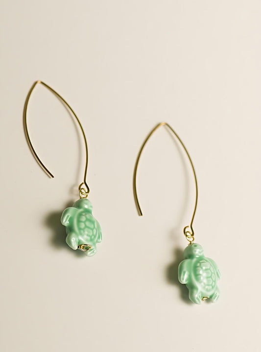 Turtle earrings Green
