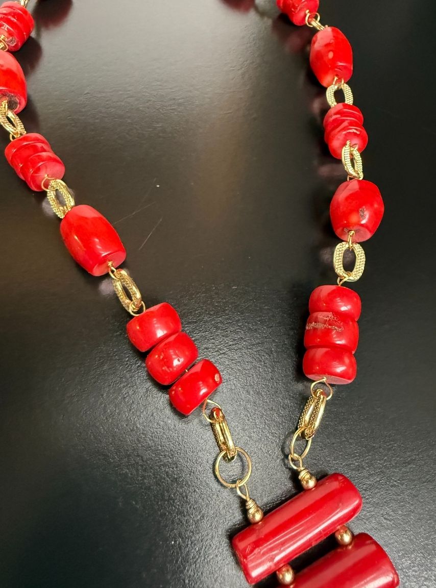 Red Coral Chunky Neckalce