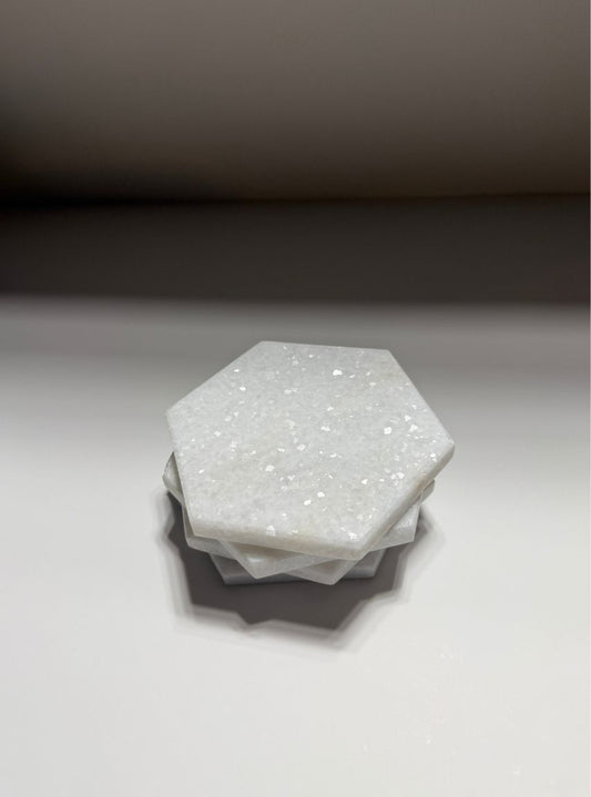 Set of 4 Stone Coasters - White