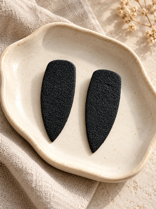 Clay Earrings Dagger Black