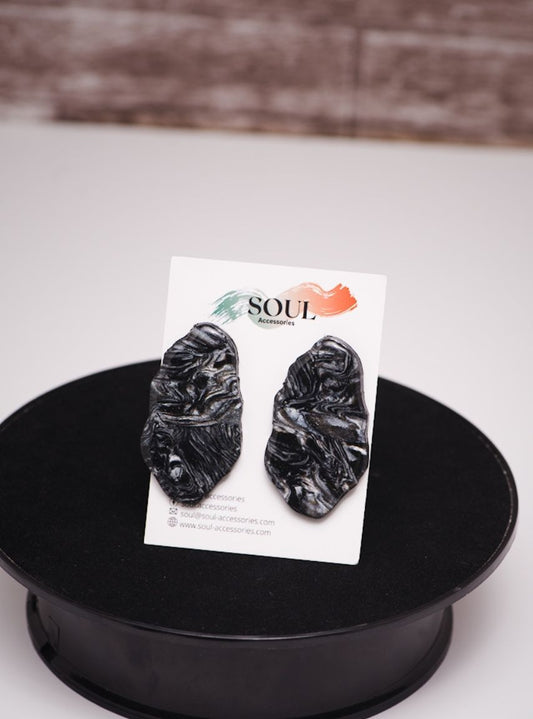 Polymer Clay Earrings Shades of Black 1