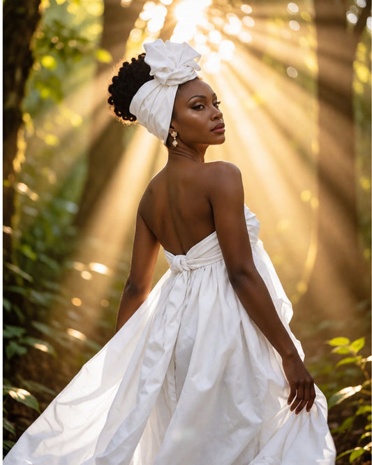 Wire Headwrap - ASHANTI - White Classic Flexible Wrap