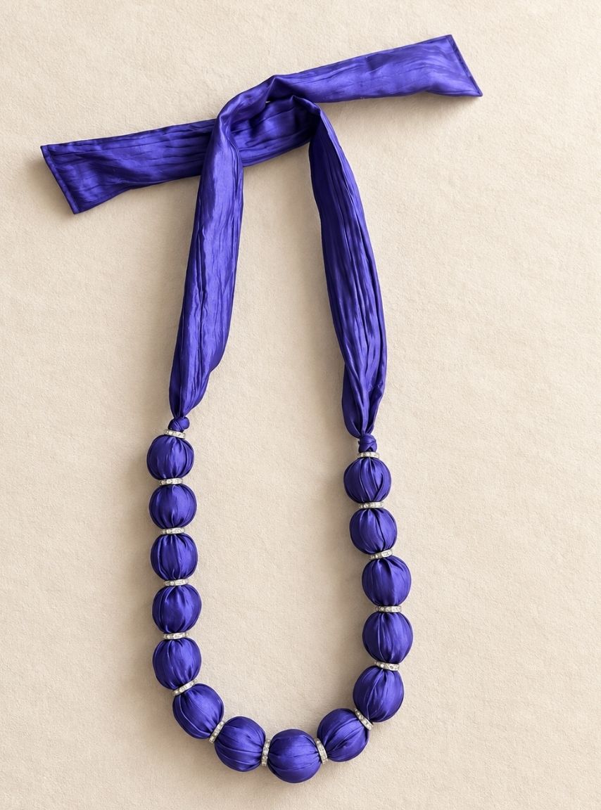 Purple Fabric Beads Necklace