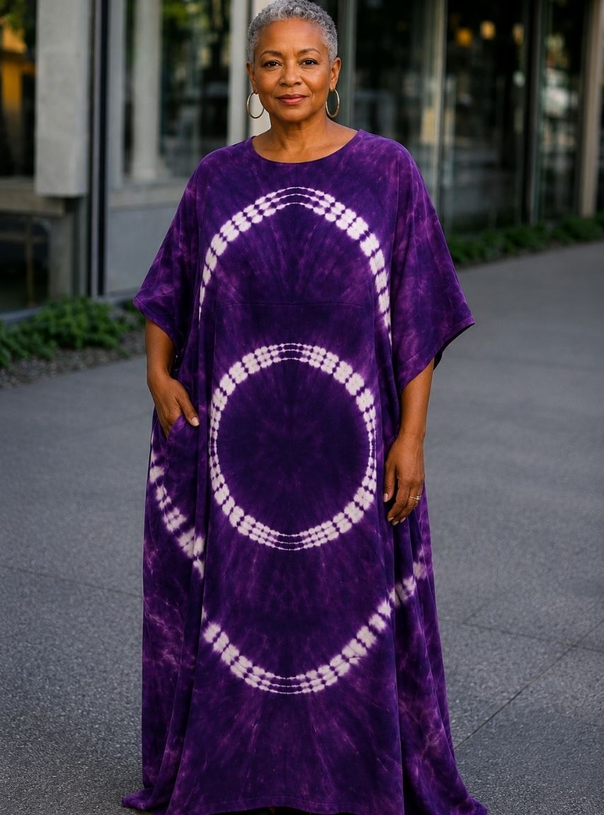 Purple Tie-Dye Kaftan Dress