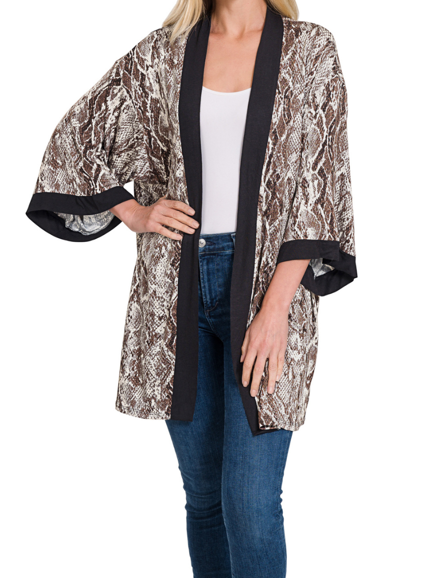Kimono Cardigan Animal Print Brown