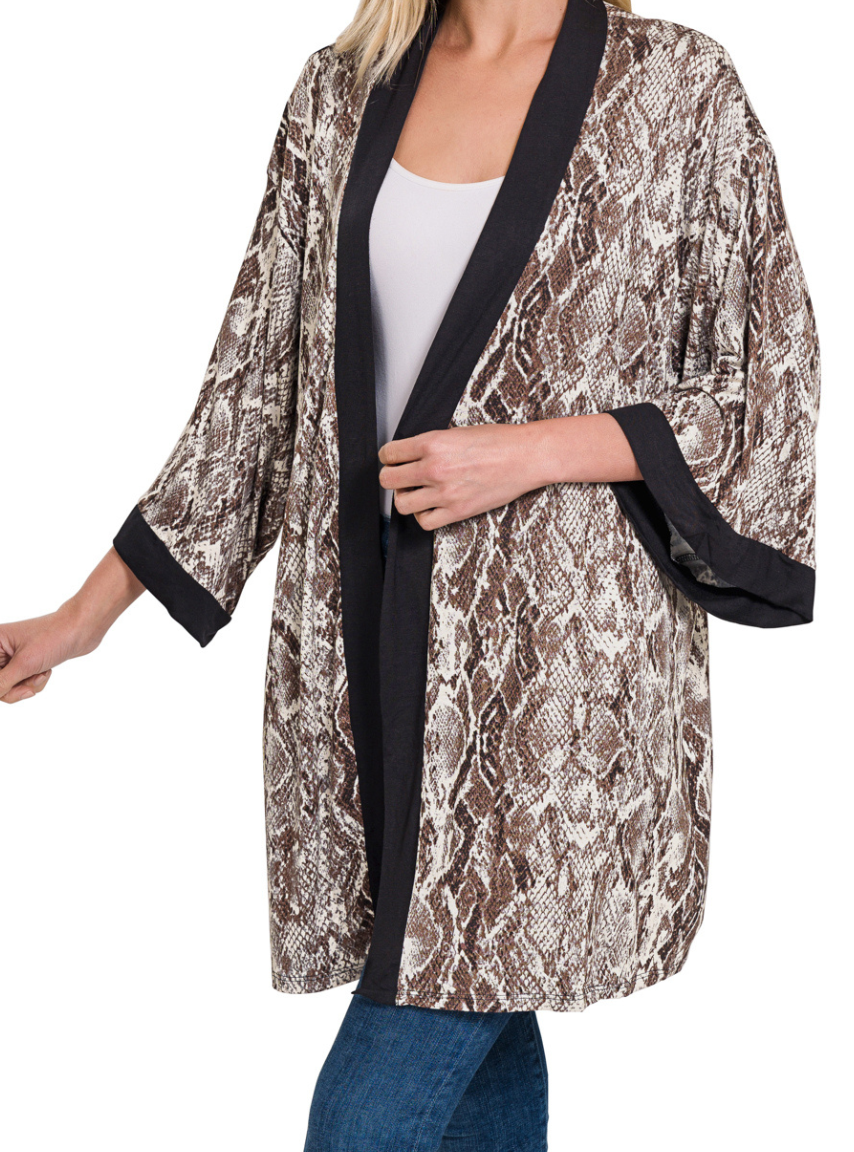 Kimono Cardigan Animal Print Brown