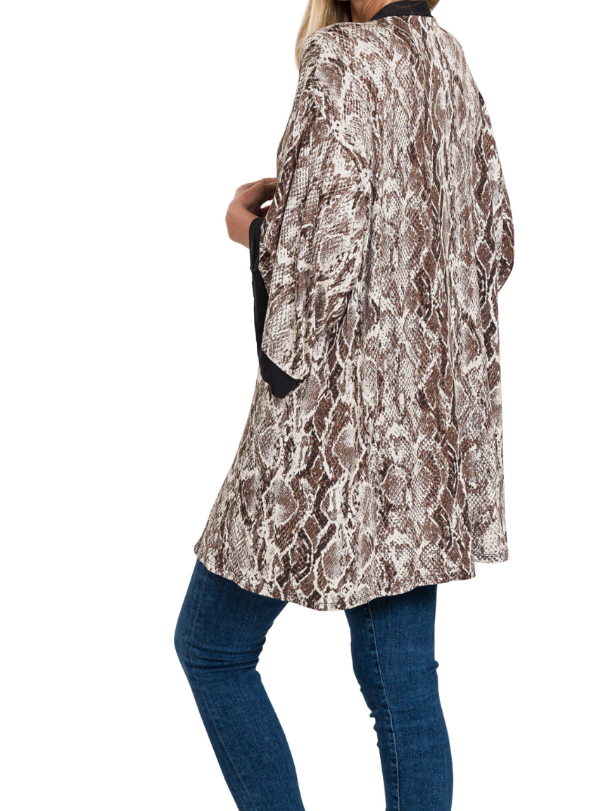 Kimono Cardigan Animal Print Brown