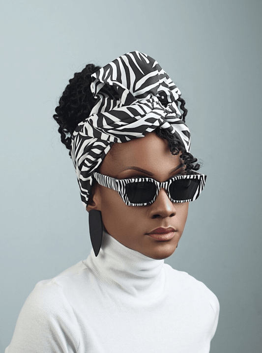 Zebra Print black and white, stripes. Get the perfect fit for your headwrap with our unique wire-infused design! Twist, bend and mold it into any shape you want. Say goodbye to traditional limitations!African American Headwrap, Twist Head Wrap, Flexible Wire Head Wrap, Top Knot, Turban, Vibrant Twist Tie, Versatile Wire Headband, Best Wire headwrap, head wraps for woman.