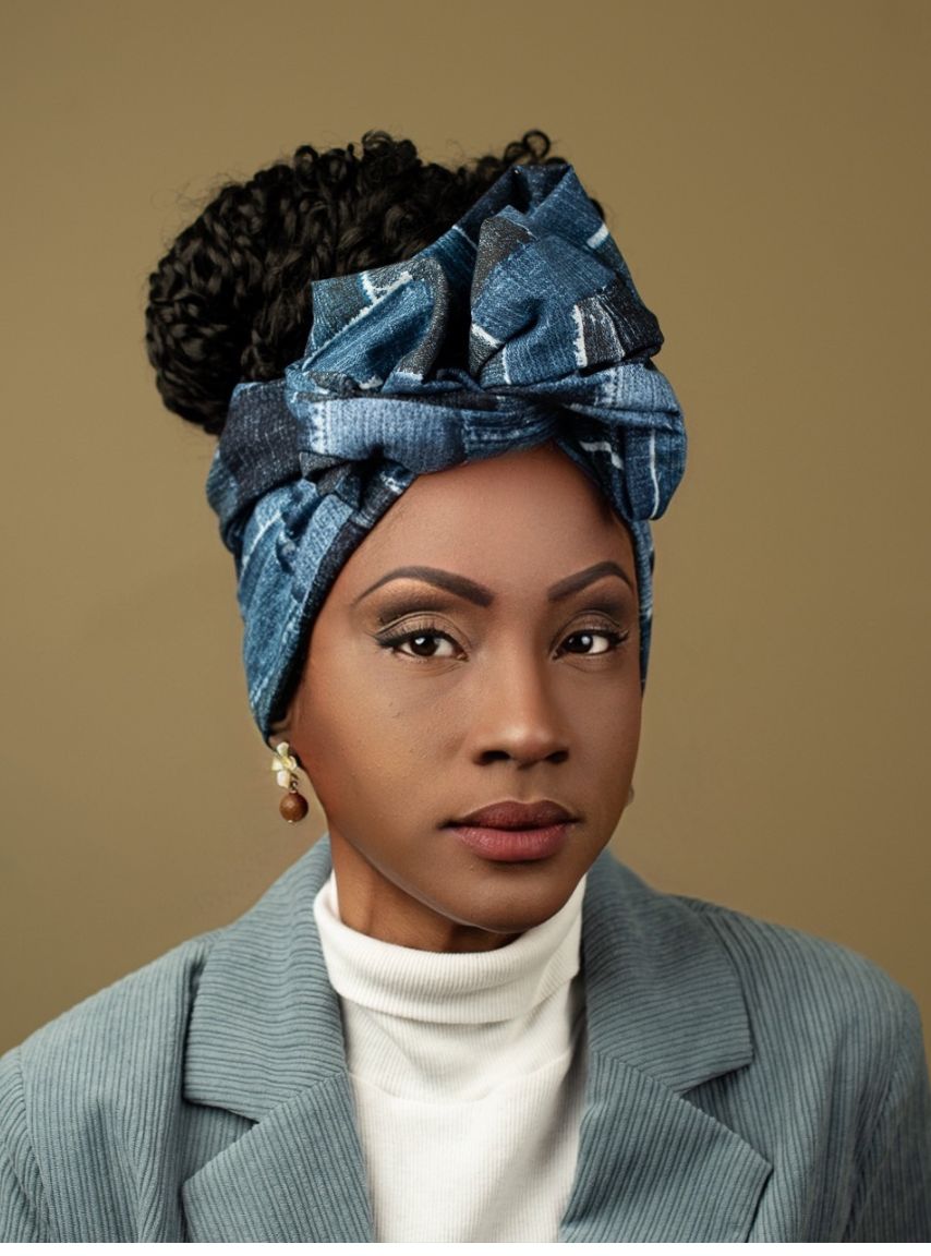 Wire Headwrap - Raven Blue Patchworck Style Denim