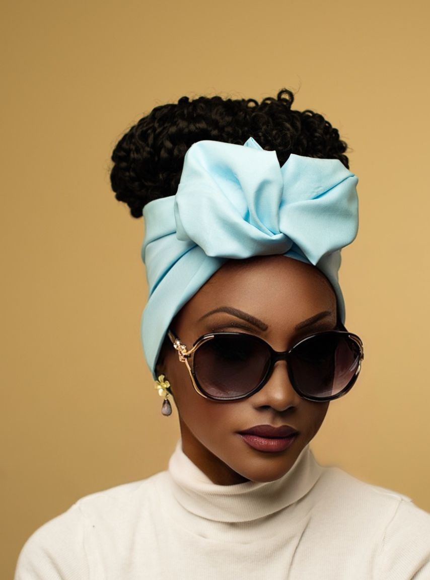 Wire Headwrap - DIANA - Blue Wire Turban Wrap