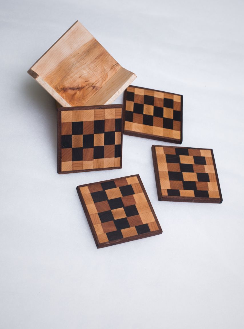 Handmade Wood Coasters - Set of 4 - Style 3