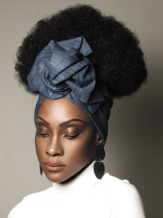 Wired Headwrap - Navy Planky