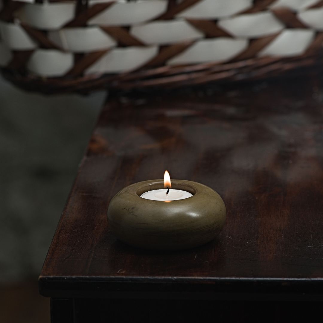 Concrete Tealight Candle Holder Brown