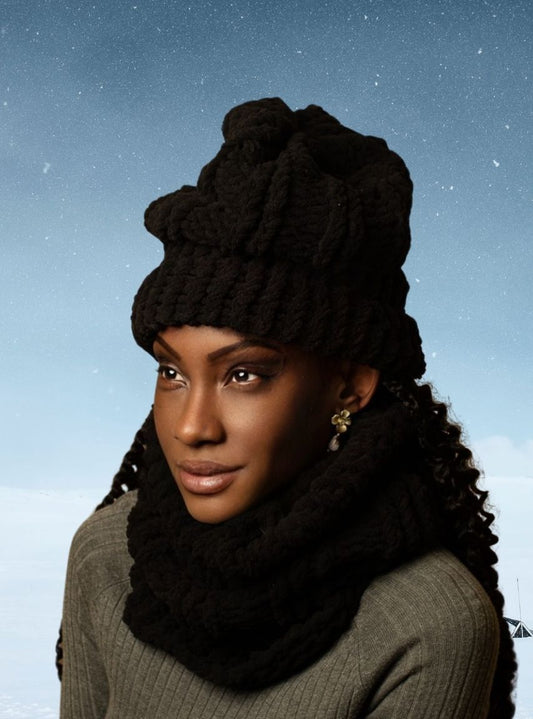 Chas Pacific - Black Beanie and Neck Warmer Set