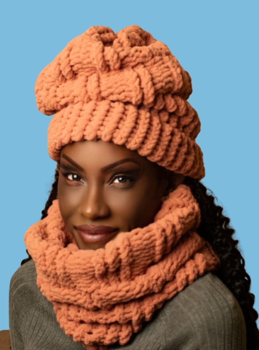 Chas Pacific - Warm Terracotta Beanie and Neck Warmer Set