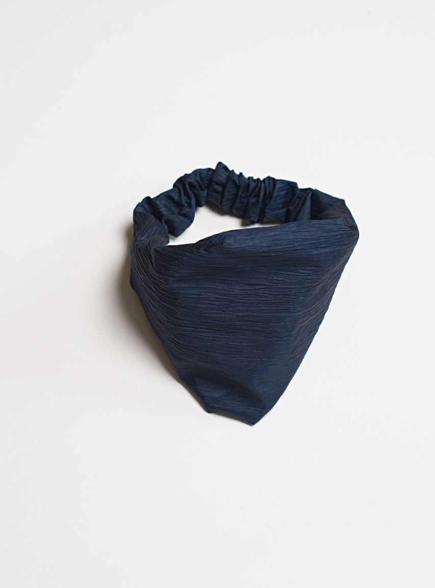 Navy Blue Pleated Headband