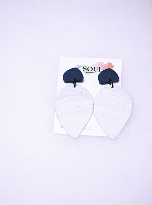 Blue and White Clay Earrings