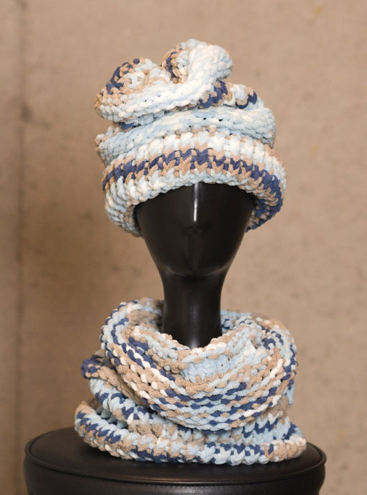 Chas Pacific - Hand Knit Beanie Hat and Neck Warmer