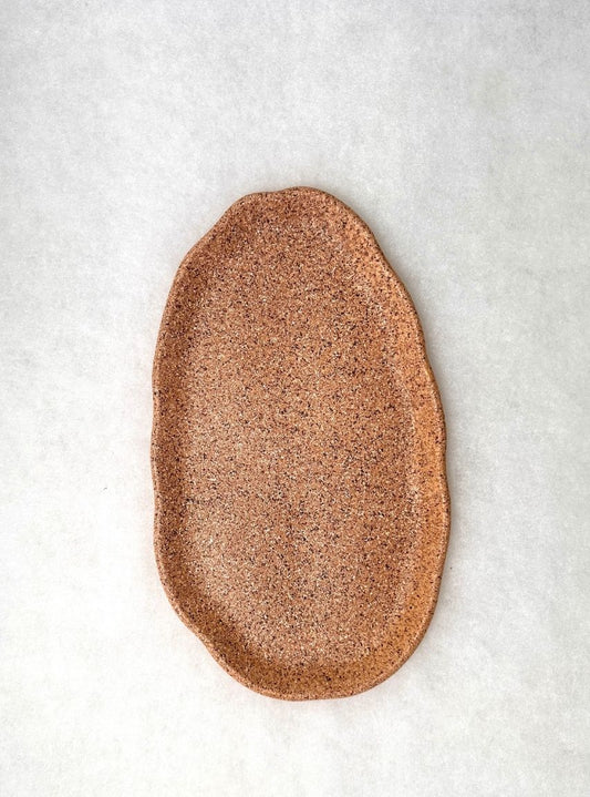 Irregular Oval Concrete Tray Stone Style Burned Orange