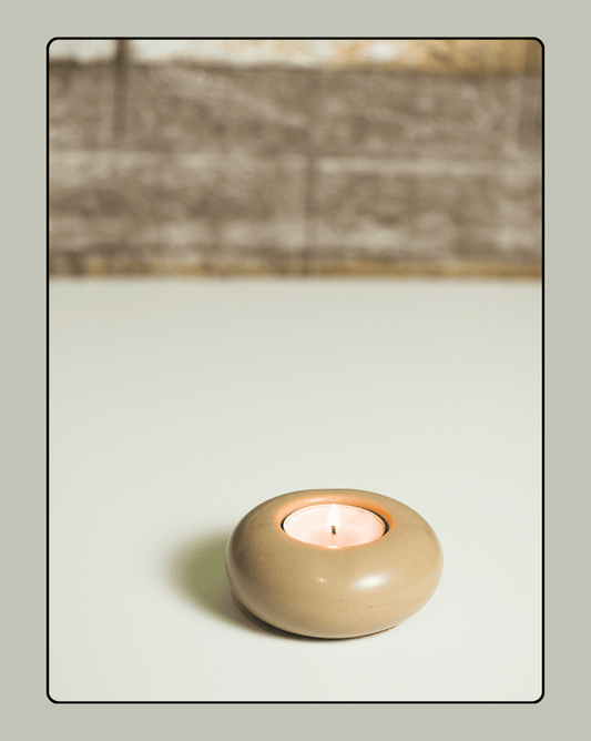 Concrete Pebbles Tealight Candle Holder - Beige 1