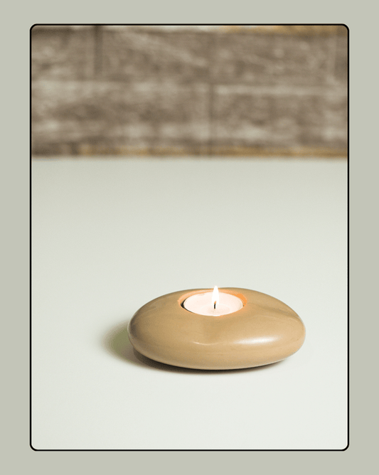 Concrete Pebbles Tealight Candle Holder - Brown 2