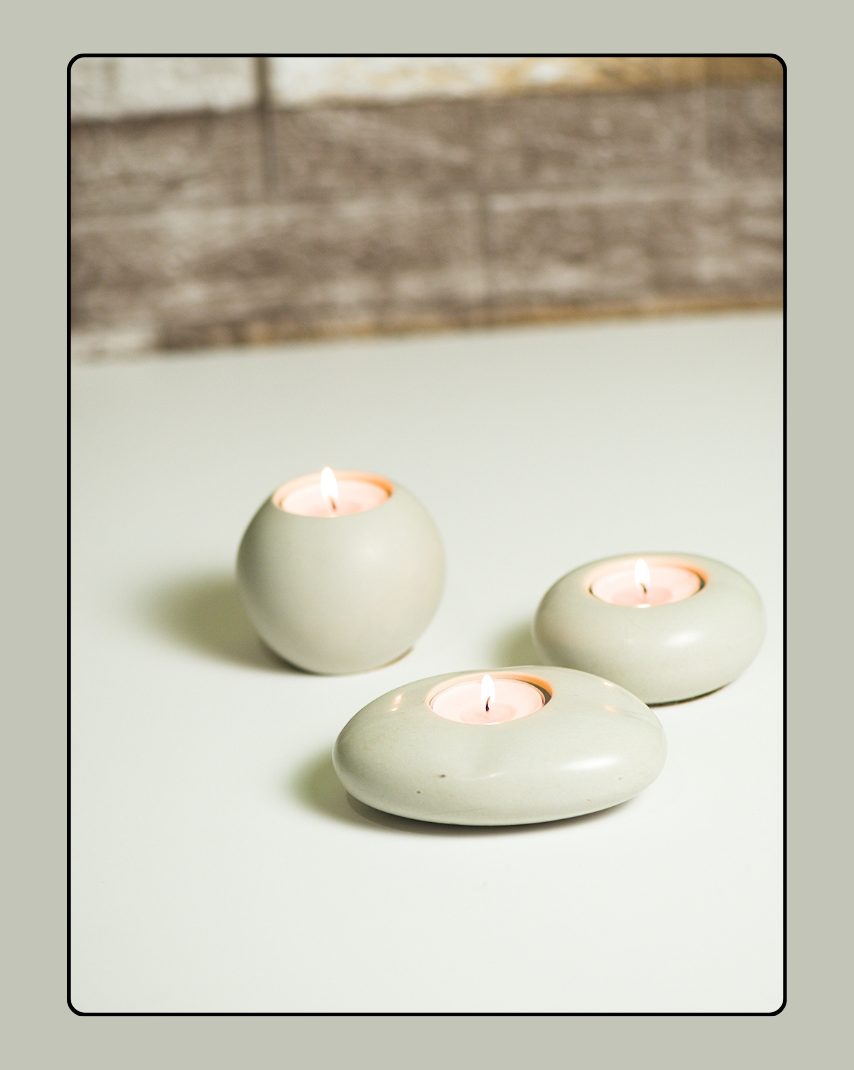 Concrete Tealight Candle Holder - Natural 2