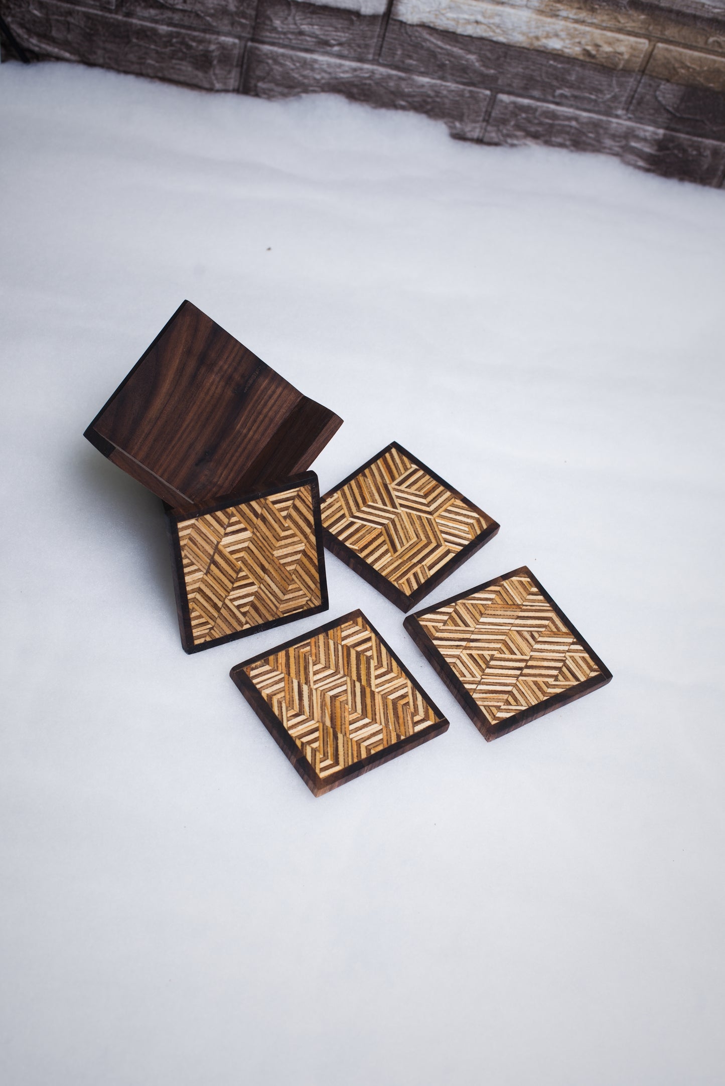 Handmade Wood Coasters - Set of 4 - Style 7