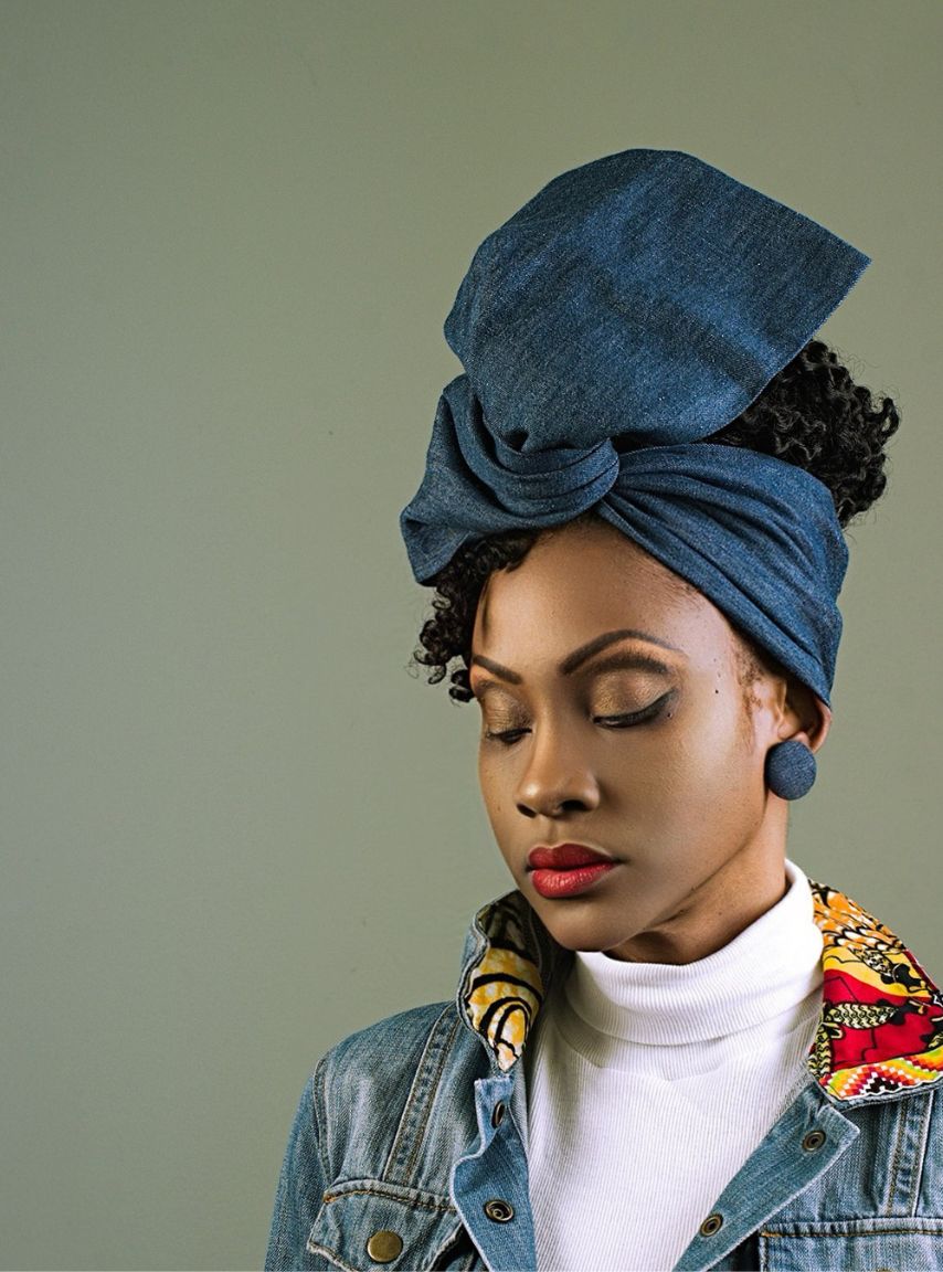 Blue Jean Denim Headwrap, Denim scarf, African Scarf, African Headwrap, Fabric, Headwrap for black women, Headwraps, Head Wrap, Denim
