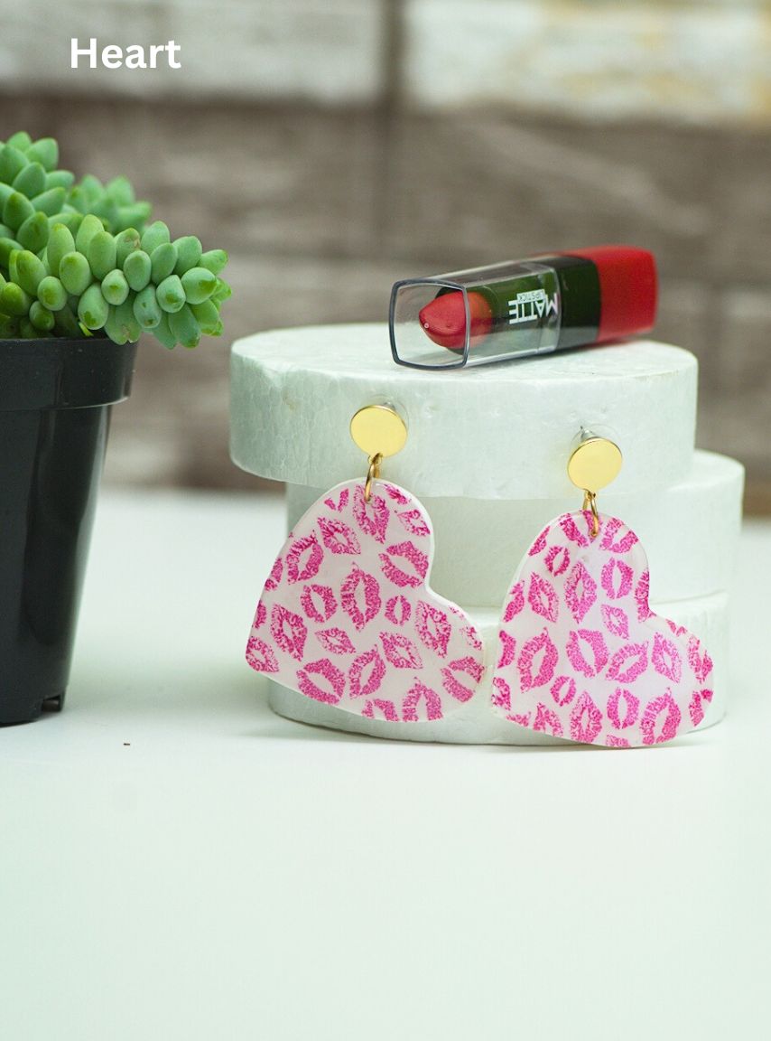 polymer clay valentines earrings with red lips. perfect gift for her.