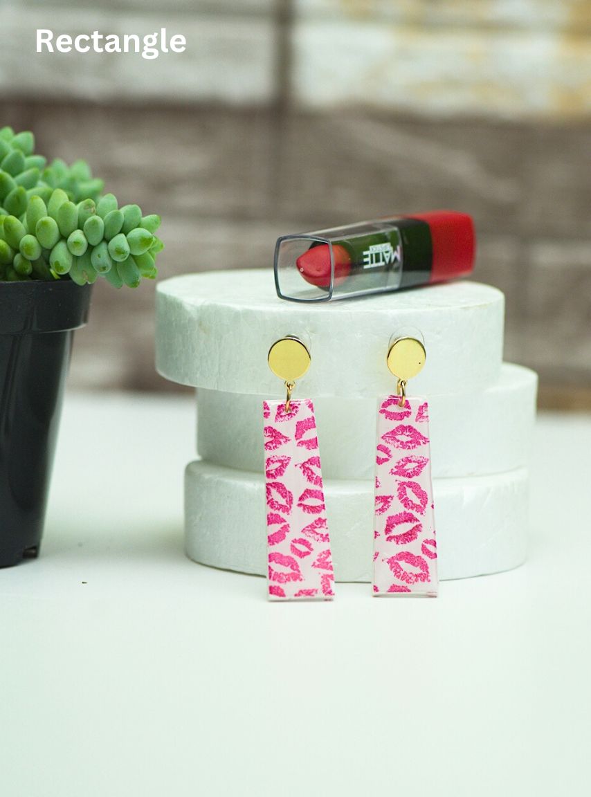 polymer clay valentines earrings with red lips. perfect gift for her.