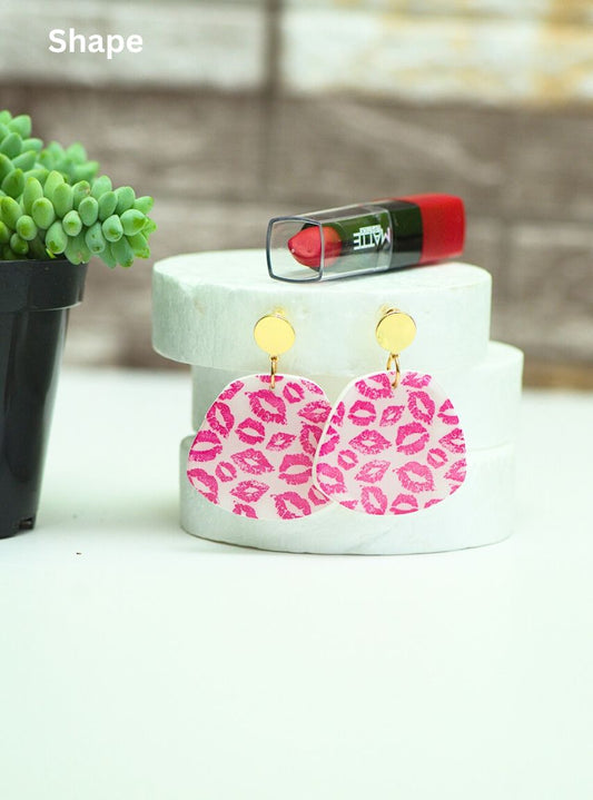 polymer clay valentines earrings with red lips. perfect gift for her.