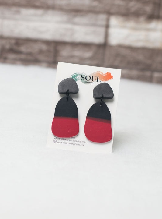 Clay Red and Black Earrings