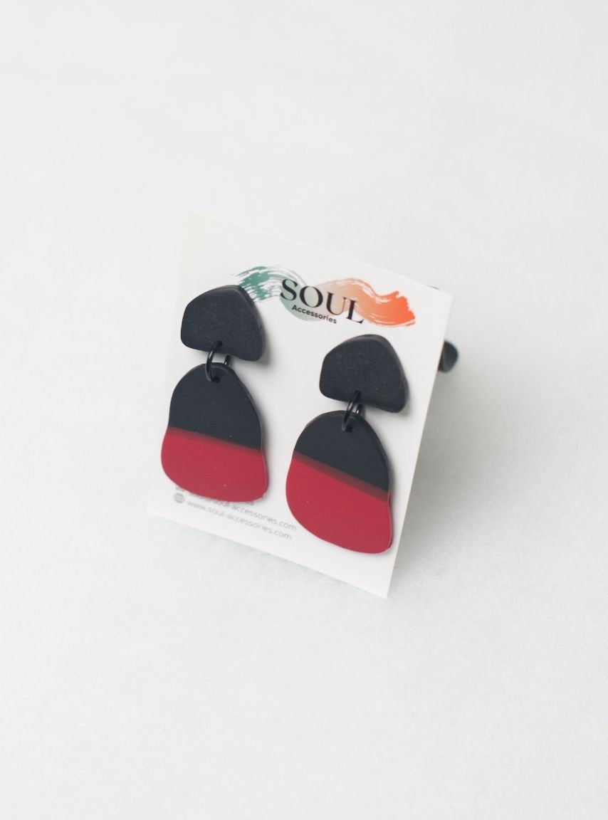 Clay Red and Black Earrings