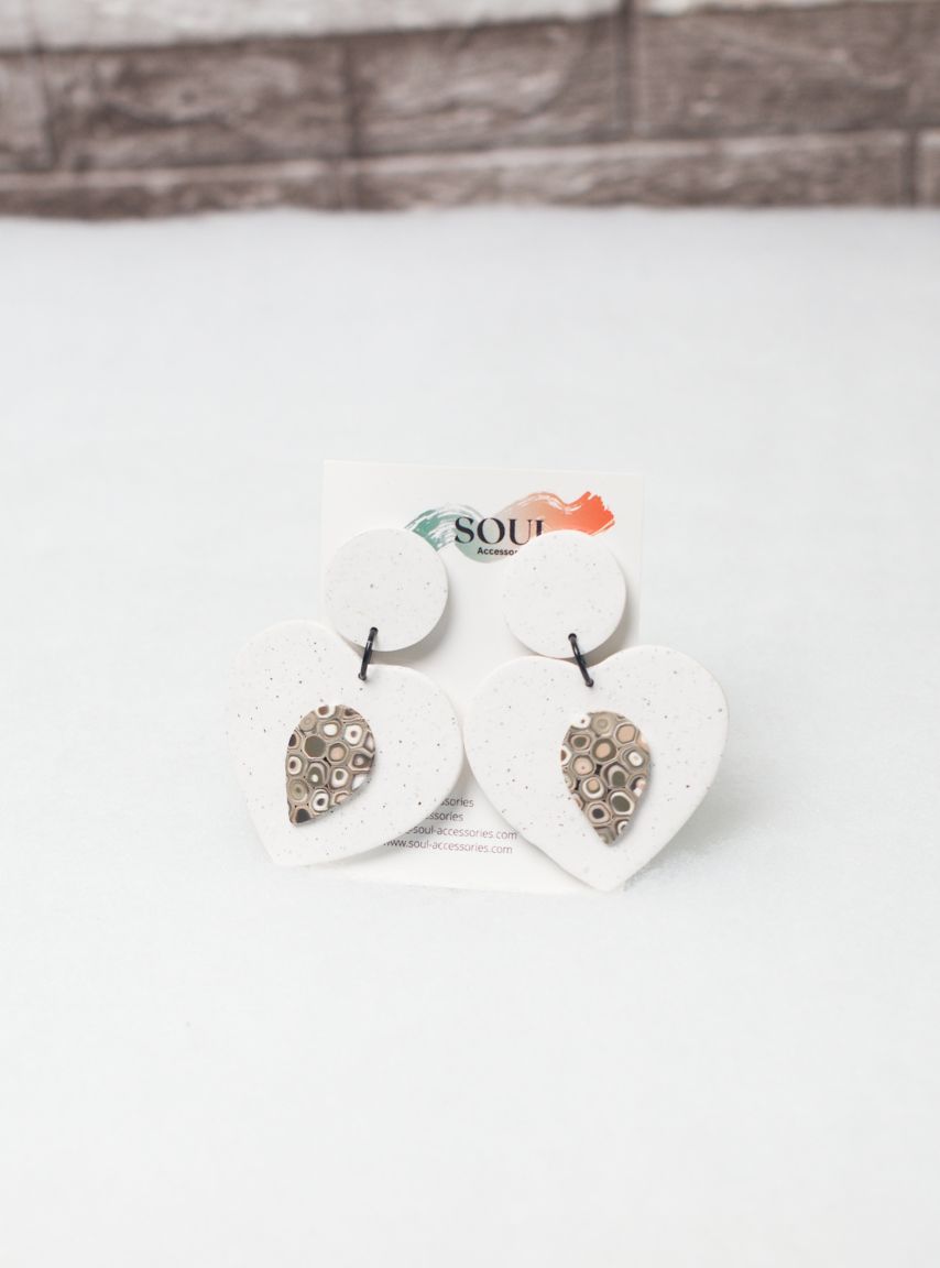 Clay Heart White Pickles Earrings