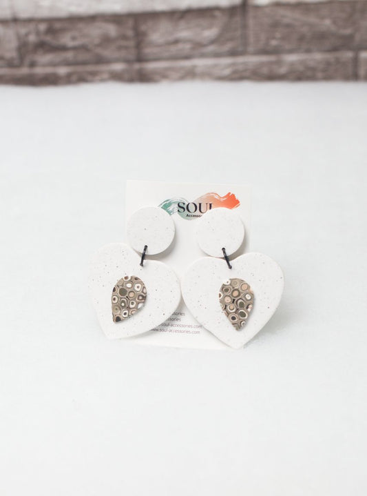 Clay Heart White Pickles Earrings