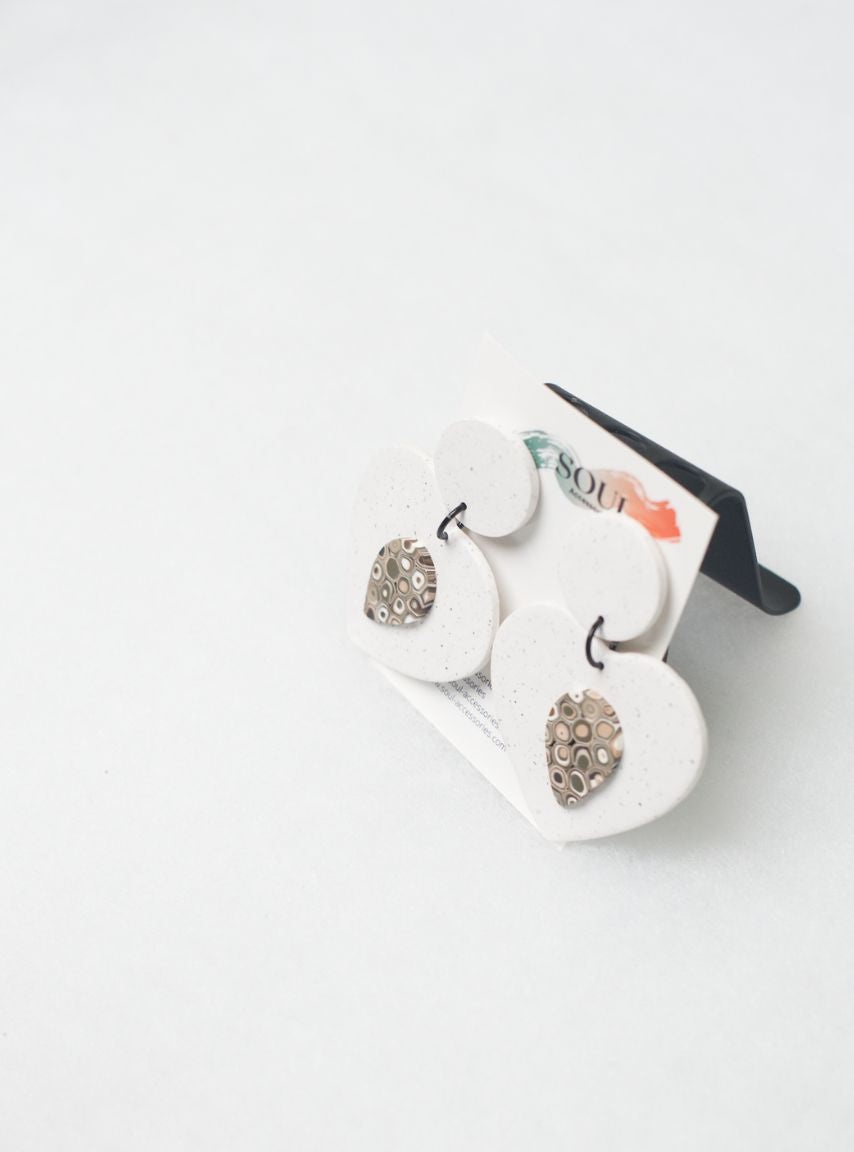 Clay Heart White Pickles Earrings