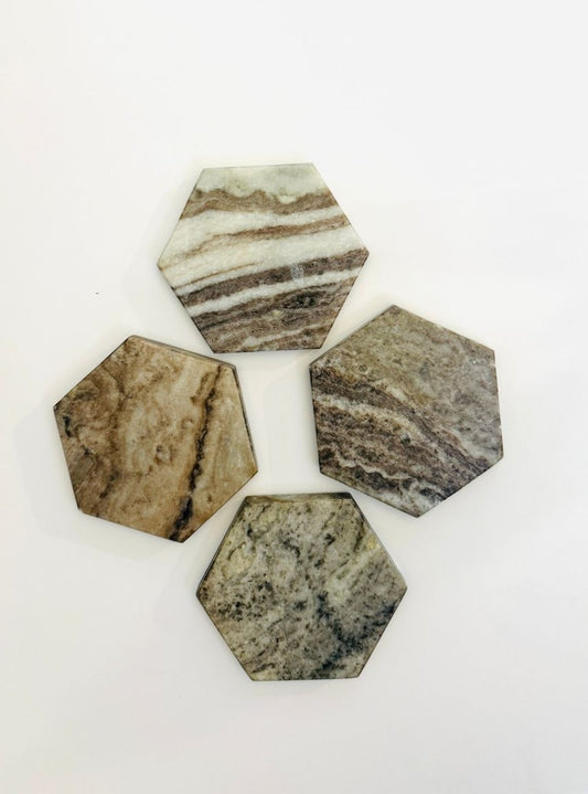Set of 4 Stone Coasters - Brown