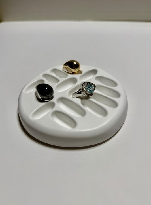 Jewelry Ring Tray, Ring Organizer, Ring Display, Woman Ring Holder, Round White