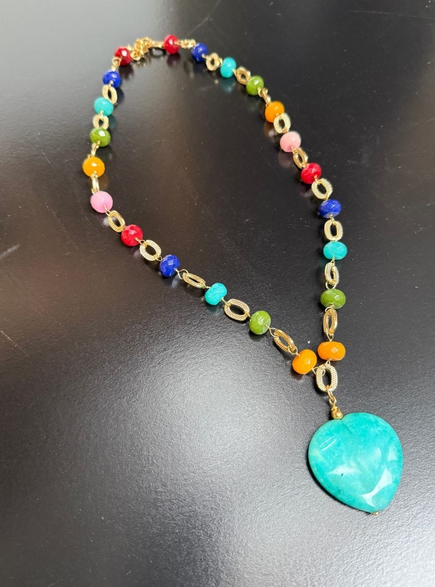 Multicolor Jade Stones Necklace Turquoise