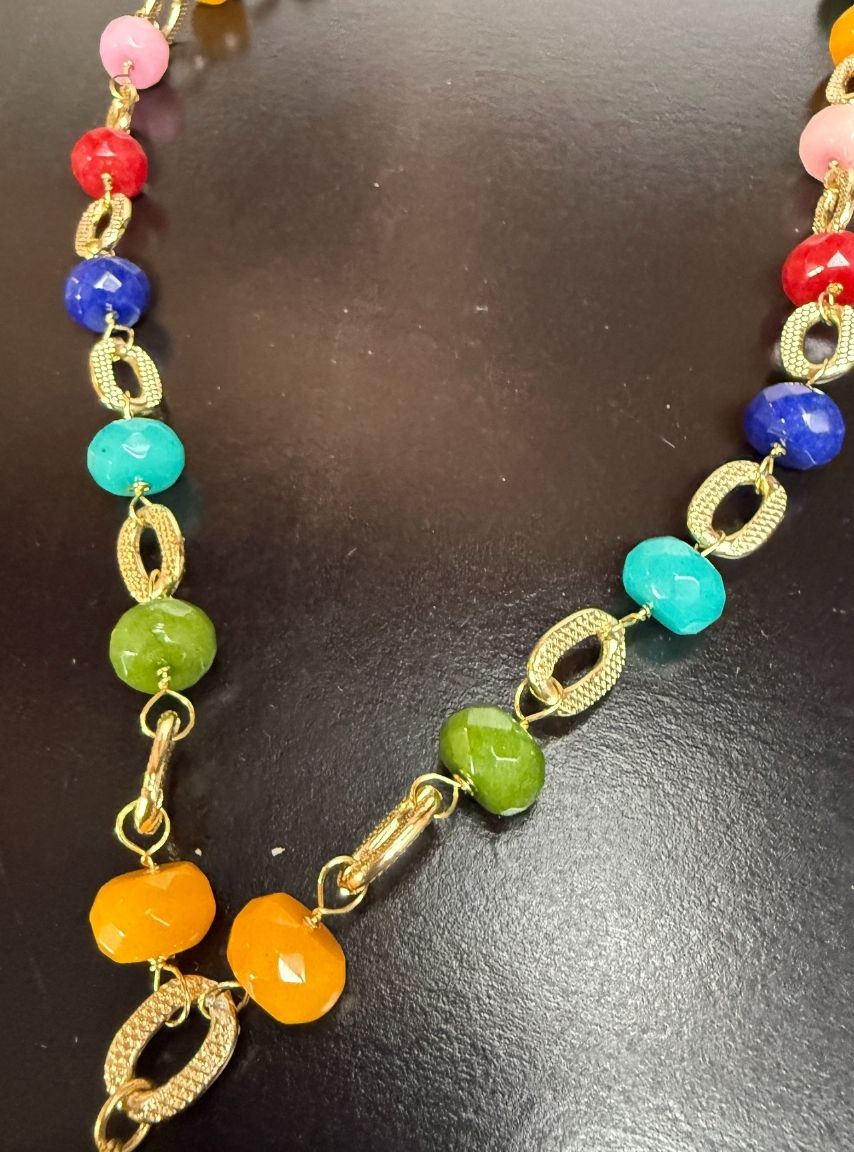 Multicolor Jade Stones Necklace Turquoise