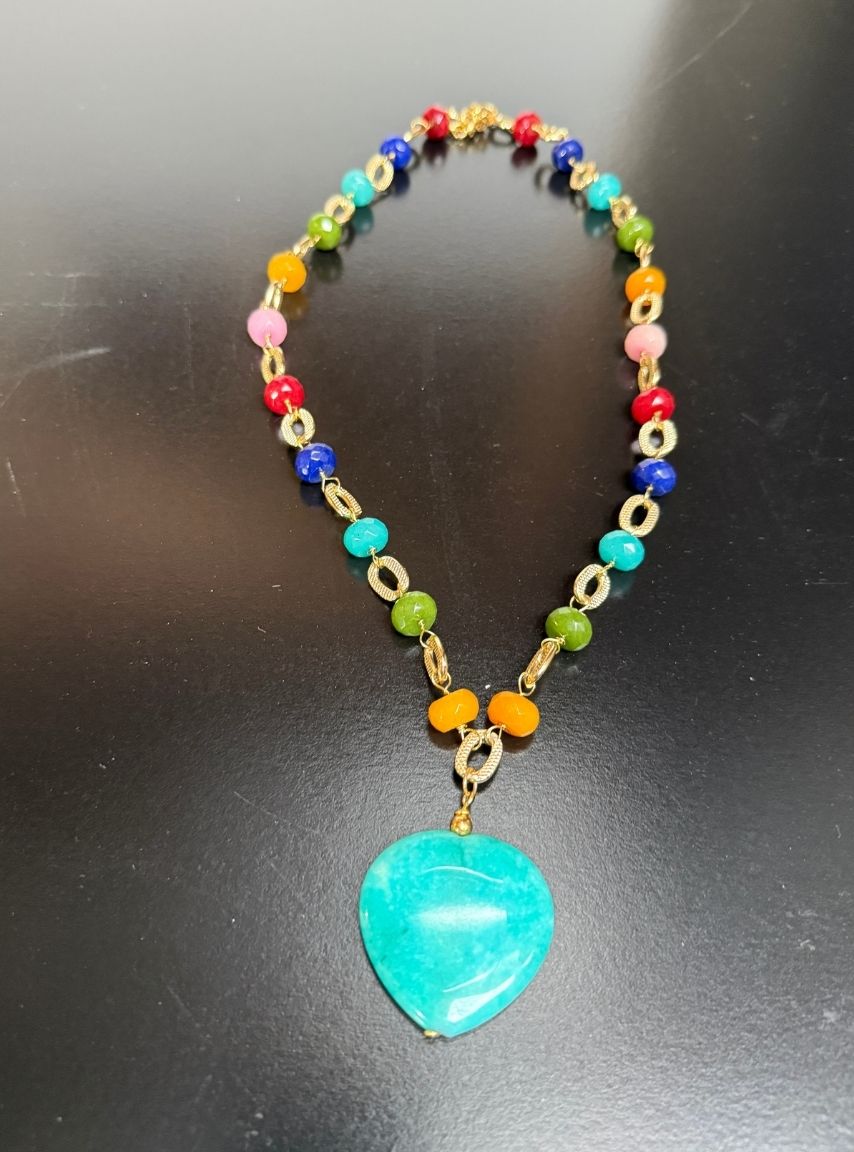 Multicolor Jade Stones Necklace Turquoise