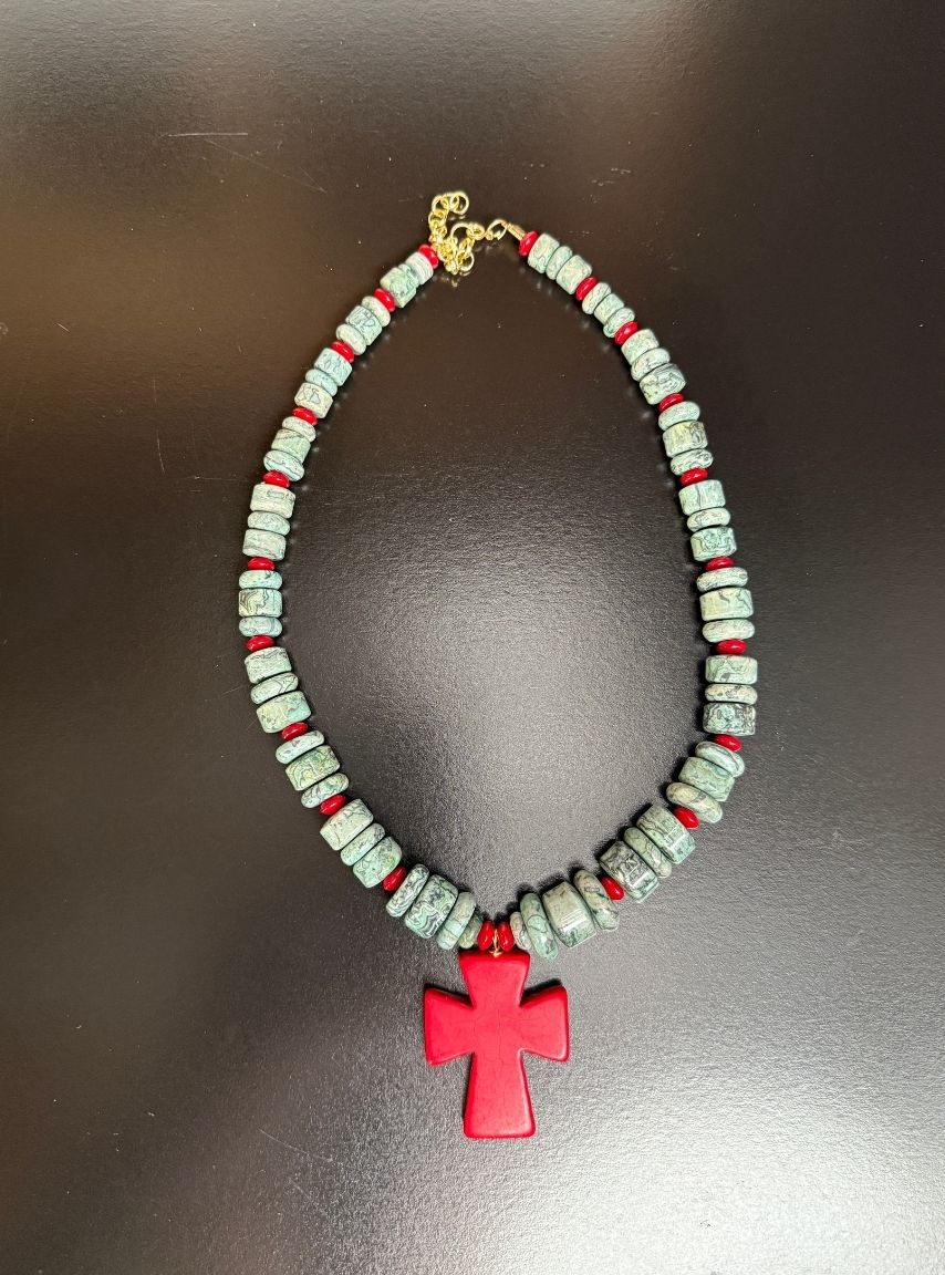 Red Cross Pendant Necklace – Bold Cultural Elegance