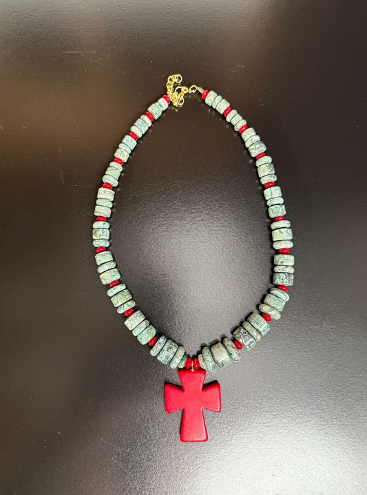 Red Cross Pendant Necklace – Bold Cultural Elegance
