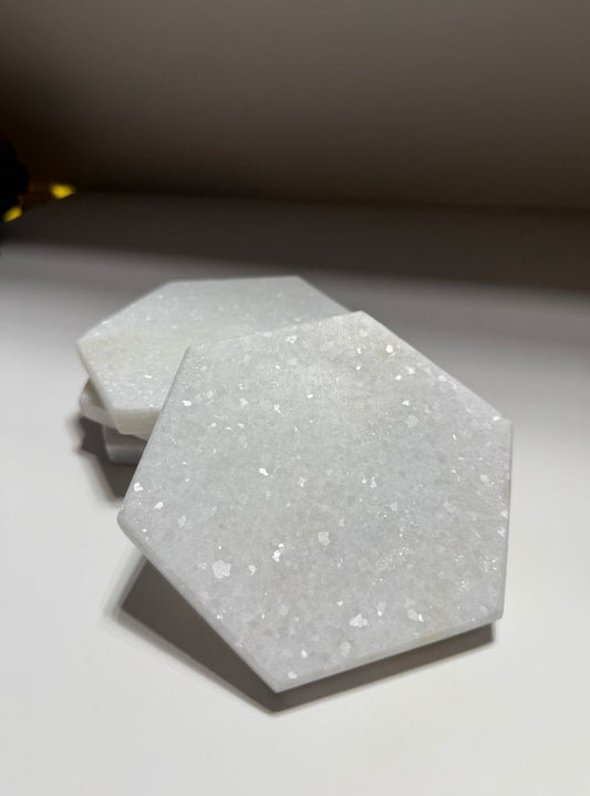 Set of 4 Stone Coasters - White
