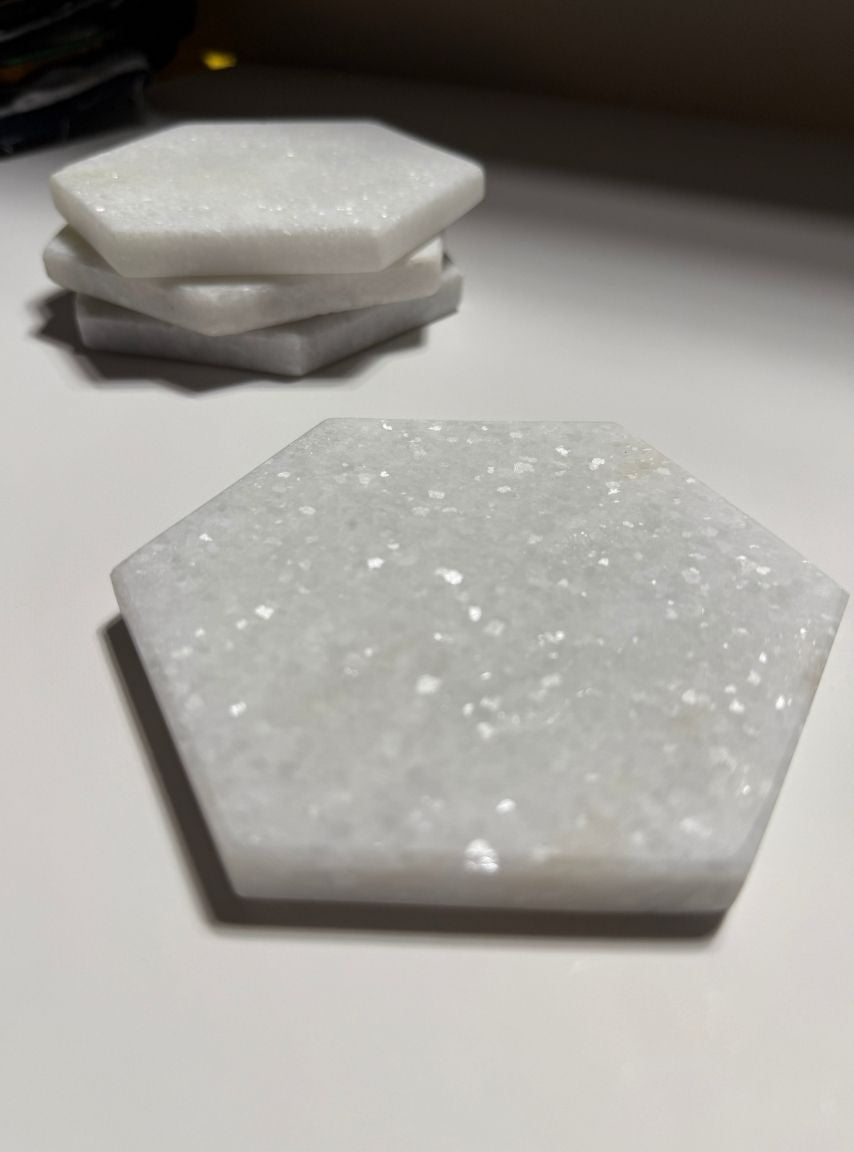 Set of 4 Stone Coasters - White