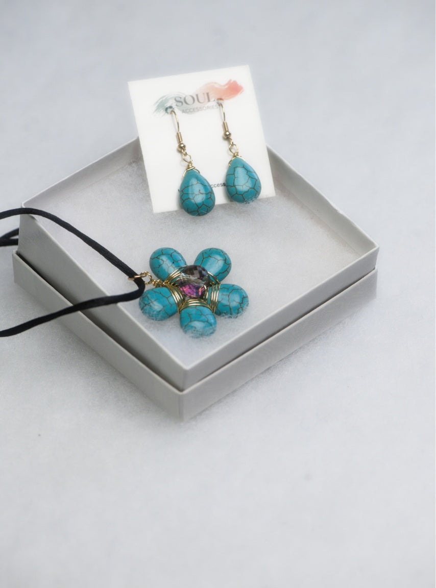 Howlite Necklace and Earrings 2