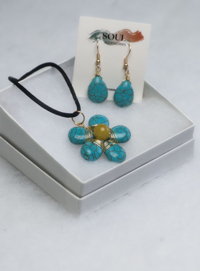 Howlite Necklace and Earrings