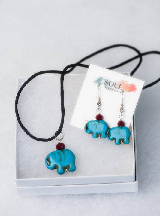 Elephanth Howlite Necklace and Earrings 3